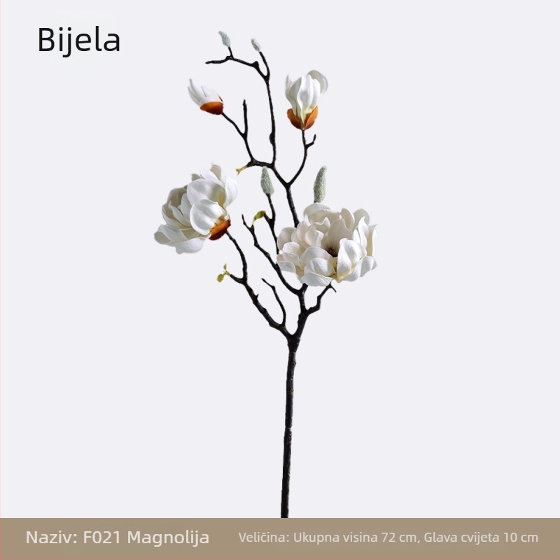 Umjetna magnolija s višestrukim glavama, PU materijal, dekor za dom i svadbene rekvizite, novi kineski stil