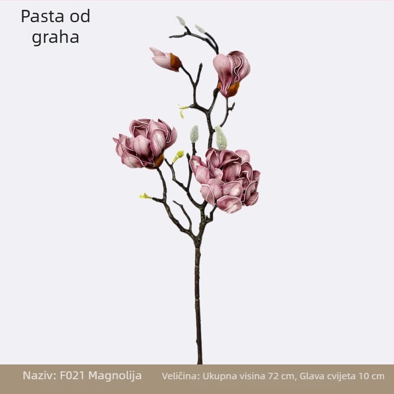 Umjetna magnolija s višestrukim glavama, PU materijal, dekor za dom i svadbene rekvizite, novi kineski stil