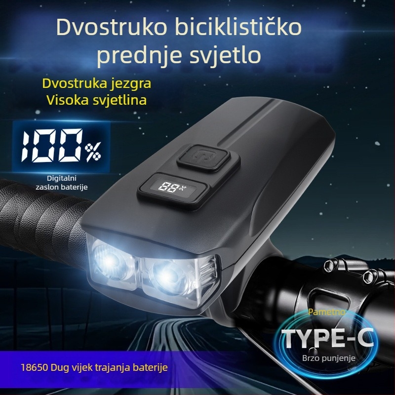 Prednje svjetlo za bicikl za noćnu vožnju - snažno, vodootporno, za djecu na planinskim i gradskim biciklima, s senzorom i zvonom