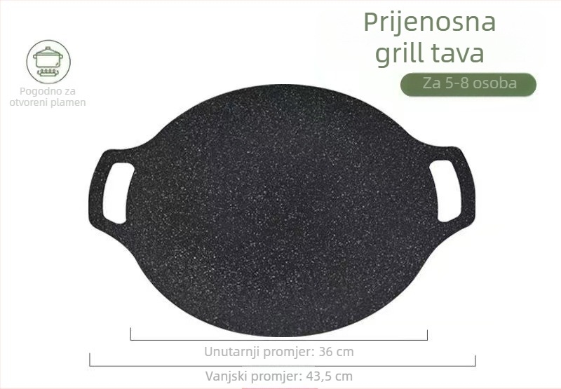 Koreanskog stila vanjska grill tava s Maifan kamenom za indukcijske ploče, neprijanjajuća, prijenosna