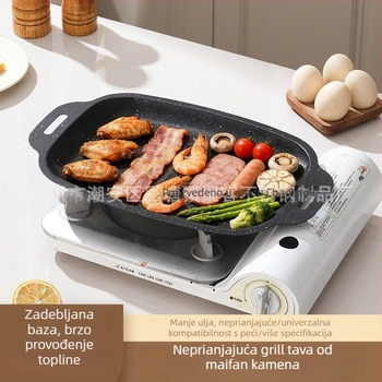 Maifan kamen ploča za roštilj, korejski stil teppanyaki grill ploča, prijenosna željezna ploča za vanjsko roštiljanje