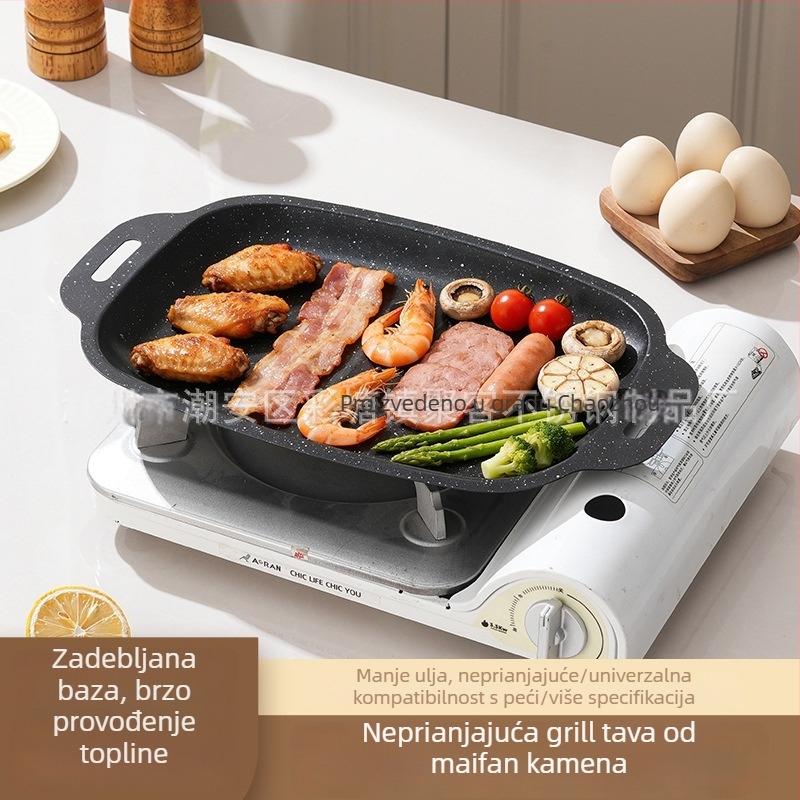 Maifan kamen ploča za roštilj, korejski stil teppanyaki grill ploča, prijenosna željezna ploča za vanjsko roštiljanje