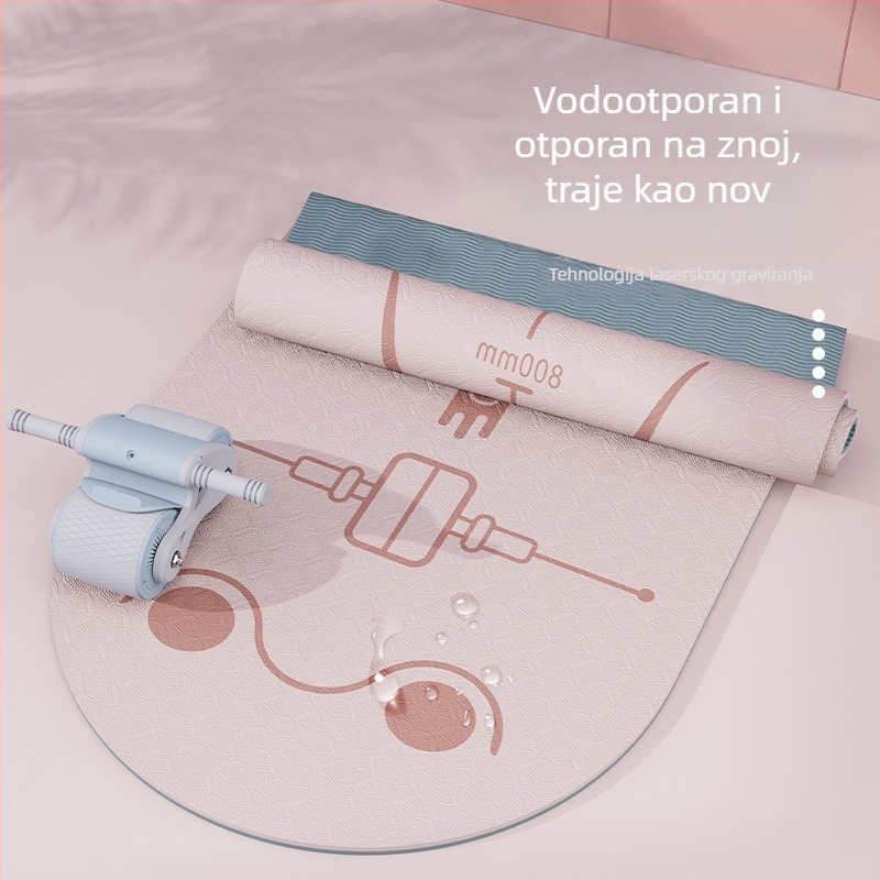 Joga podloga za abdominalni kotač – protivklizna, ublažavanje udaraca, od TPE, 183×61 cm, debljina 8 mm, 800 g, geometrijski uzorak