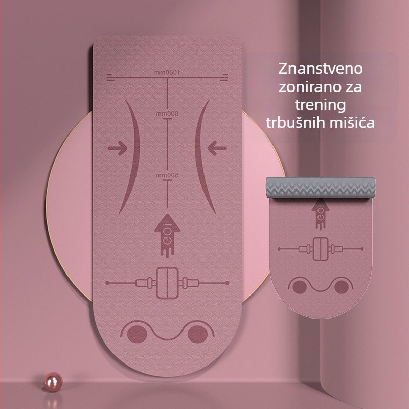 Joga podloga za abdominalni kotač – protivklizna, ublažavanje udaraca, od TPE, 183×61 cm, debljina 8 mm, 800 g, geometrijski uzorak