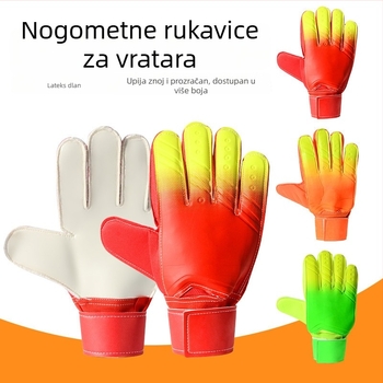 Rukavice za vratara s gradijentnom bojom, zaštita prstiju, debeli lateks, otporne rukavice za nogometni trening, PU koža