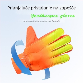 Rukavice za vratara s gradijentnom bojom, zaštita prstiju, debeli lateks, otporne rukavice za nogometni trening, PU koža