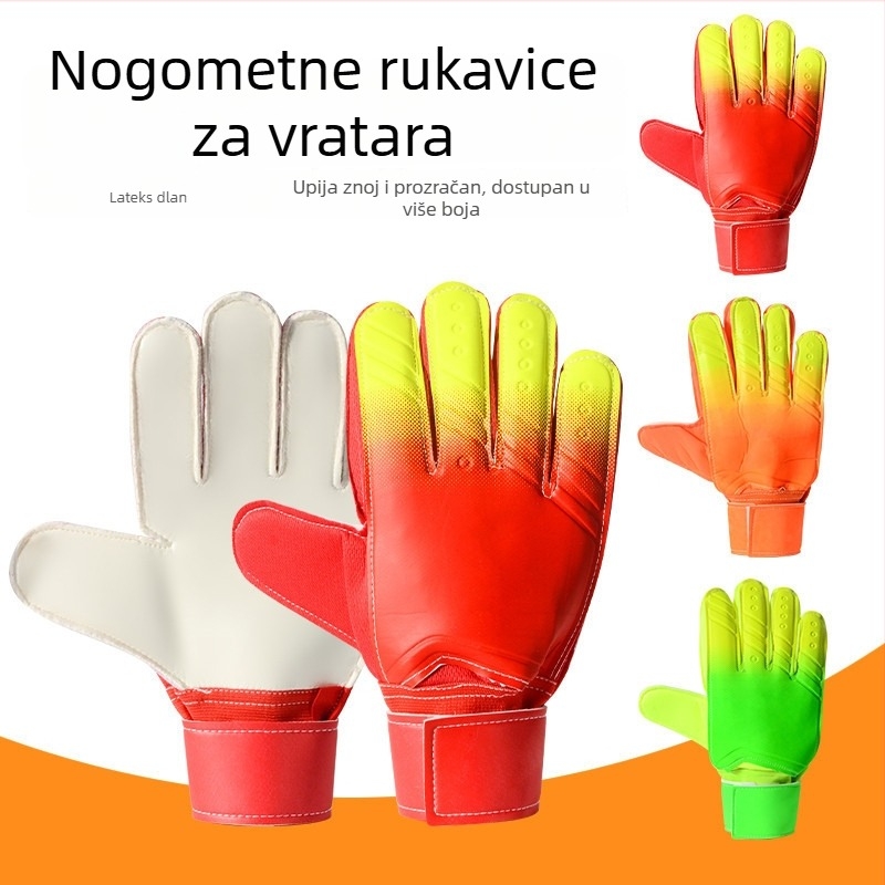 Rukavice za vratara s gradijentnom bojom, zaštita prstiju, debeli lateks, otporne rukavice za nogometni trening, PU koža
