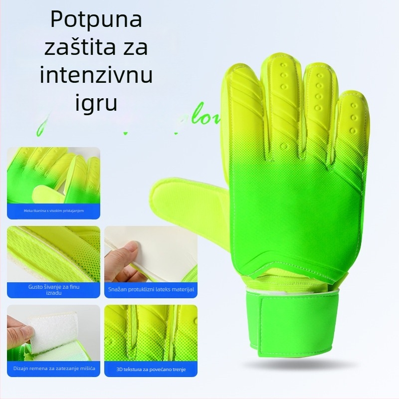 Rukavice za vratara s gradijentnom bojom, zaštita prstiju, debeli lateks, otporne rukavice za nogometni trening, PU koža