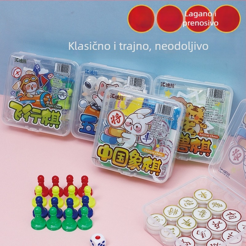 Višestruki stolni set za djecu: šah, letajući šah, šah životinja, Gomoku i kineski šah