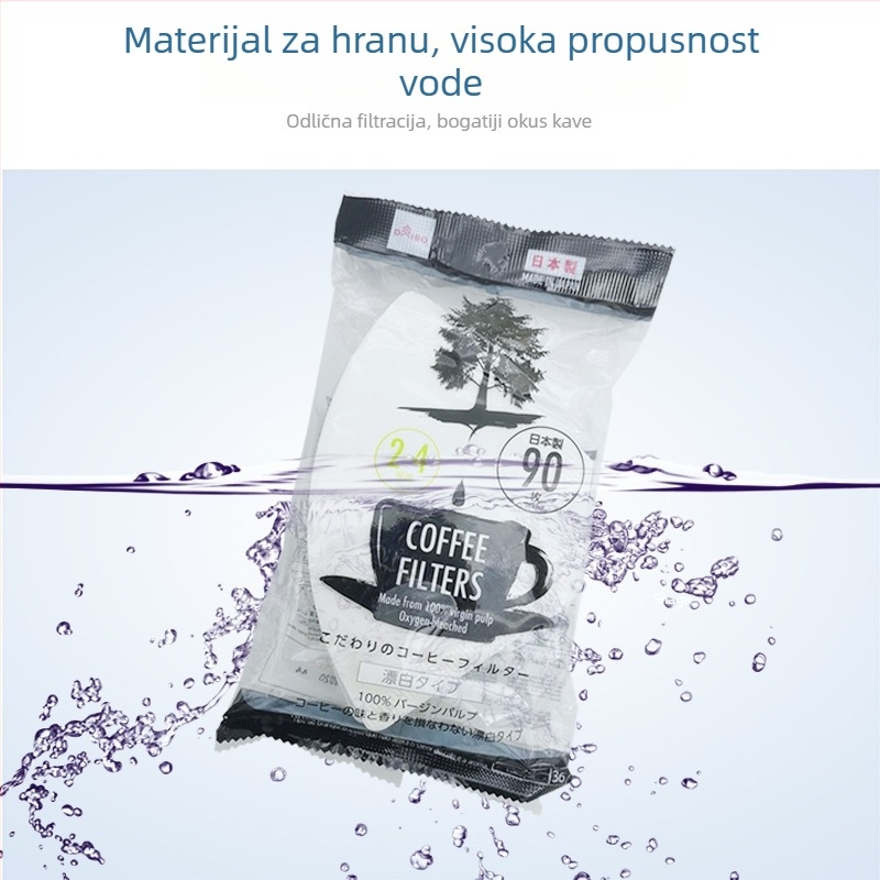 Daiso papir za filter kave neizbjeljen, 90 listova, prirodna boja drveta