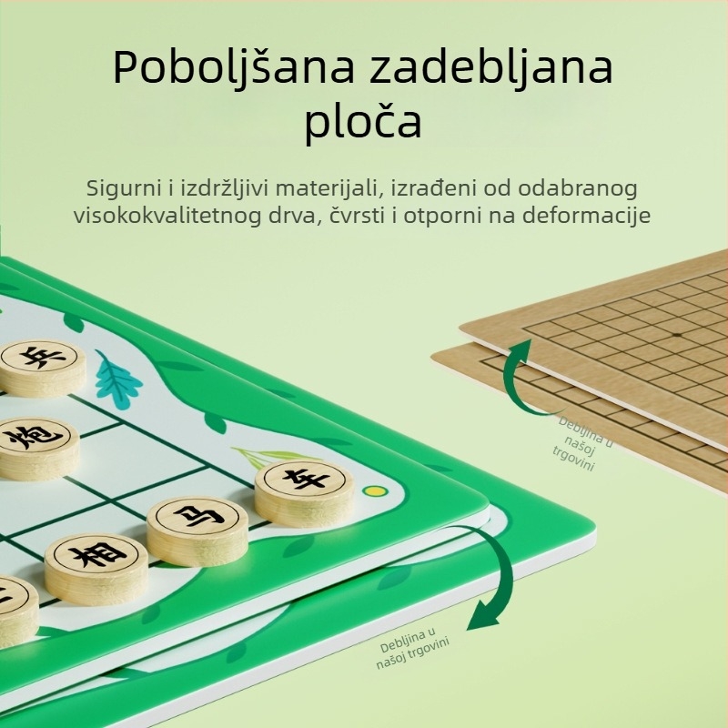 Šuma mudrosti – Sve-u-jednom društvena ploča: Leteće šahovske igre, Gomoku i Kineski šah, za djecu 6–12 godina