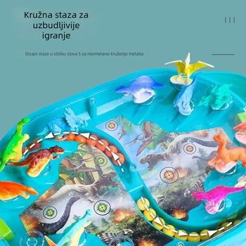 Stolna igra za dvije osobe s temom dinosaura, pinball stol s ručnim ispaljivanjem kuglica – interaktivna obiteljska igra