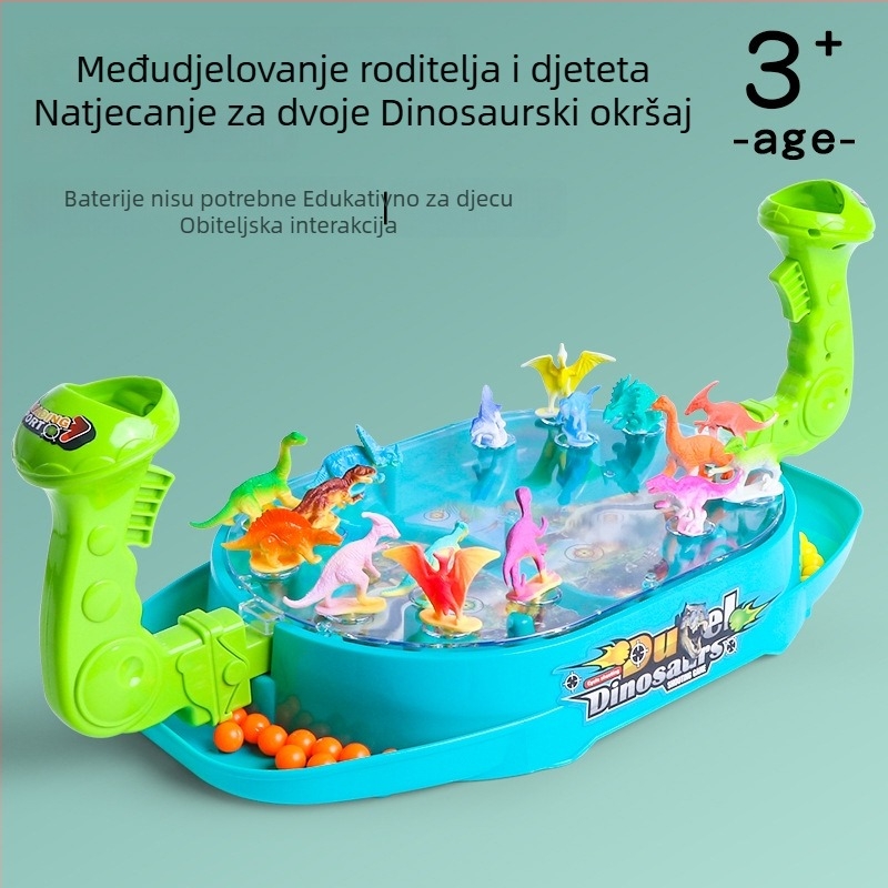 Stolna igra za dvije osobe s temom dinosaura, pinball stol s ručnim ispaljivanjem kuglica – interaktivna obiteljska igra