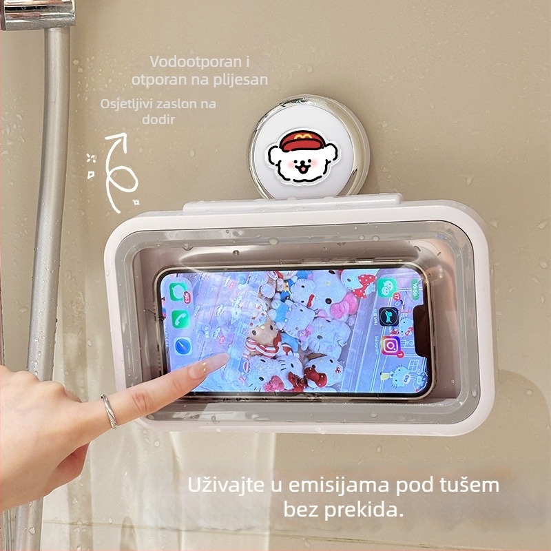 Držač telefona sa usisivačem za kupaonicu, vodootporna futrola za telefon, zidni višenamjenski spremnik za kupaonicu