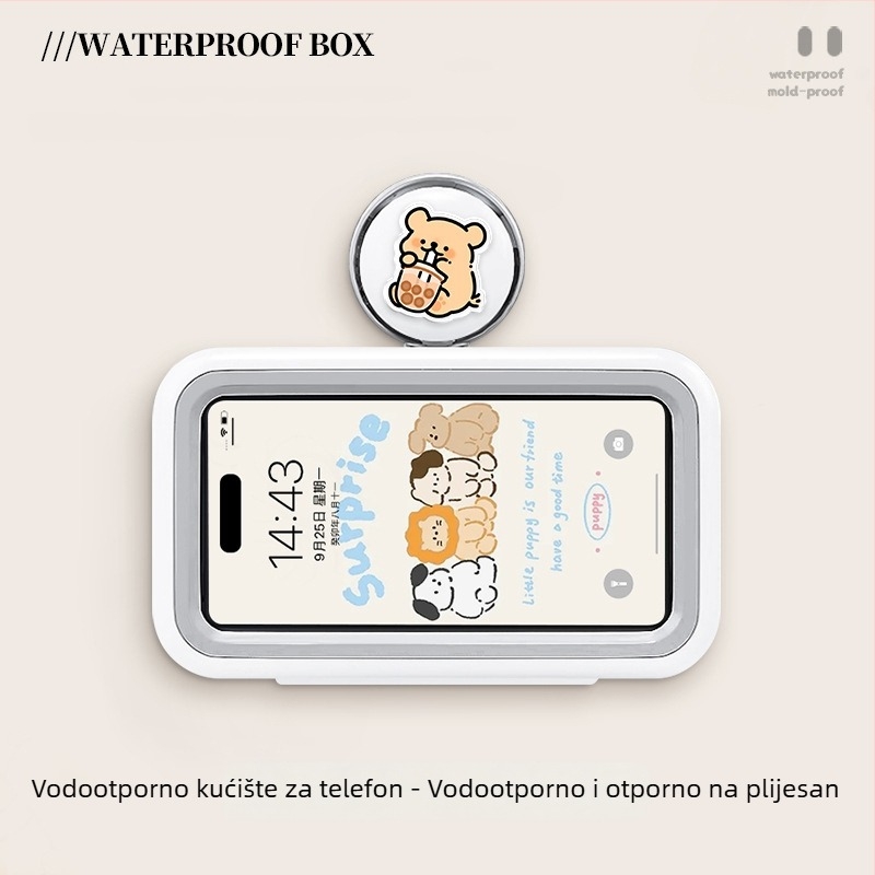 Držač telefona sa usisivačem za kupaonicu, vodootporna futrola za telefon, zidni višenamjenski spremnik za kupaonicu