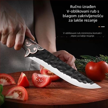 Višenamjenski kuhinjski nož za rezanje mesa i uklanjanje kostiju, s teksturiranom drškom i oštrim nožem