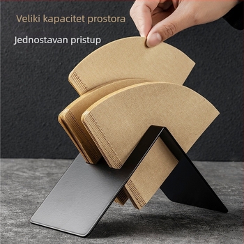 Stalak od nehrđajućeg čelika za papir za filtriranje V60 i stalak za pohranu filtarskih papira, koničnog/ventilatorskog oblika, kućanski pribor za kavu