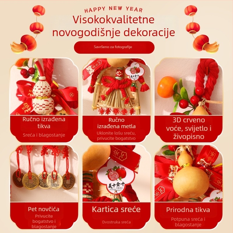 Kineski čvor privjesak za kvaku na vrata, ukras u obliku tikve za proljetni festival