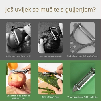 Vertikalni oguljivač voća i povrća, 3-u-1, od nehrđajućeg čelika i ABS-a, prenosiv