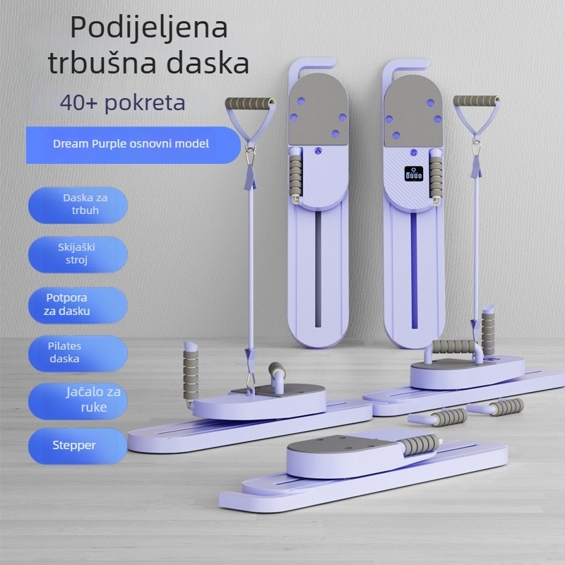 Kućna podijeljena ploča za trbušnjake i oblikovanje nogu, vježbe za zdjelicu, višenamjenska pilates ploča s funkcijom skija