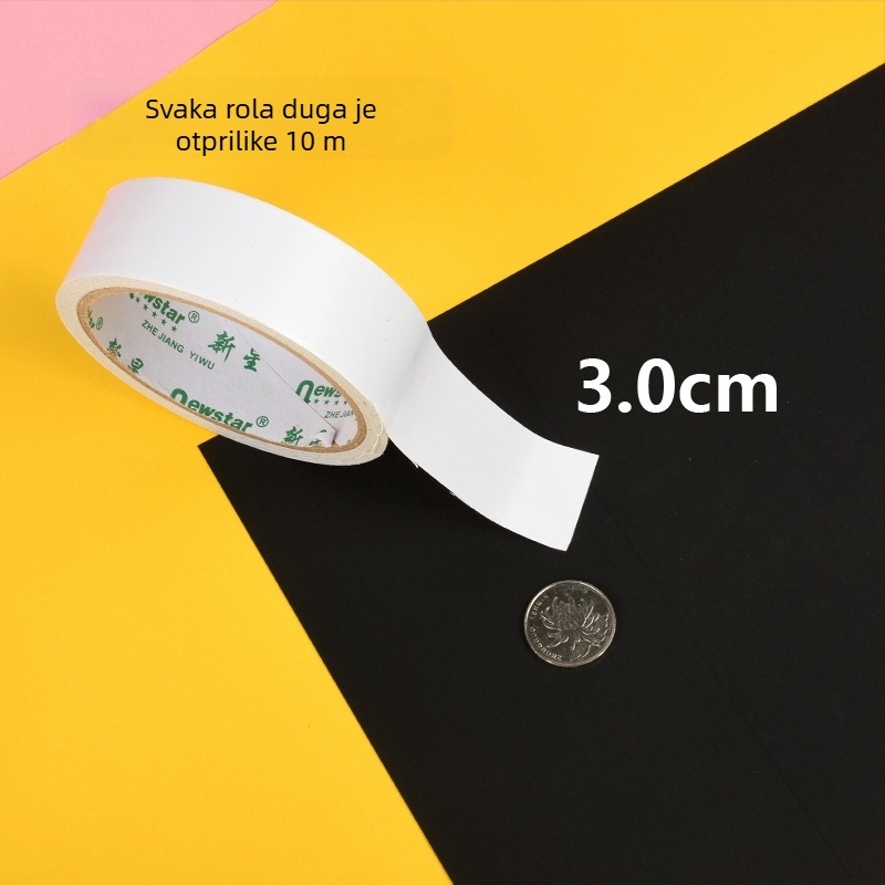 Snažna dvostruka ljepiljiva traka za ručne radove, pamuk baza, rola 10 m, širine 0,5–2,0 cm