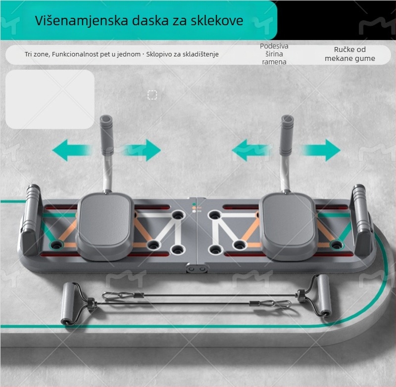 Sklopiva višenamjenska ploča za vježbanje trbušnih mišića, sklekove i prsne mišiće, pet u jednom fitness uređaju