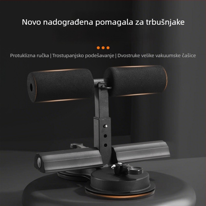 Kućni uređaj za vježbanje trbušnjaka s dvostrukim usisnim čašama, protukliznim remenom i prilagodljivim fiksnim uređajem za vježbanje trbušnih mišića