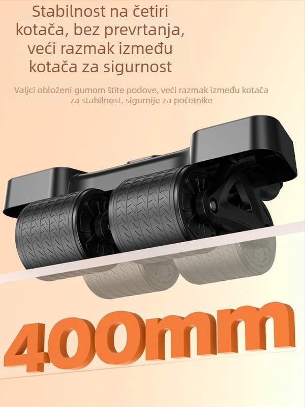Četverokolesni kolut za trbuh s podrškom za lakat, automatsko vraćanje, AI aplikacija, tajmer i brojilo kalorija