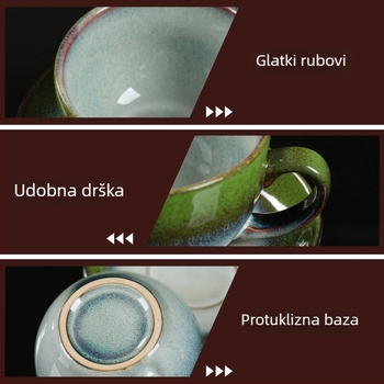 Keramički set šalice za kavu i podmetača, retro poslijepodnevni latte čaj, otporan na visoke temperature i pogodan za perilicu posuđa.