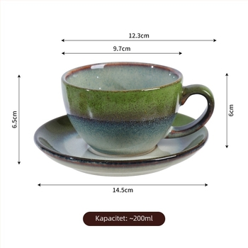 Keramički set šalice za kavu i podmetača, retro poslijepodnevni latte čaj, otporan na visoke temperature i pogodan za perilicu posuđa.