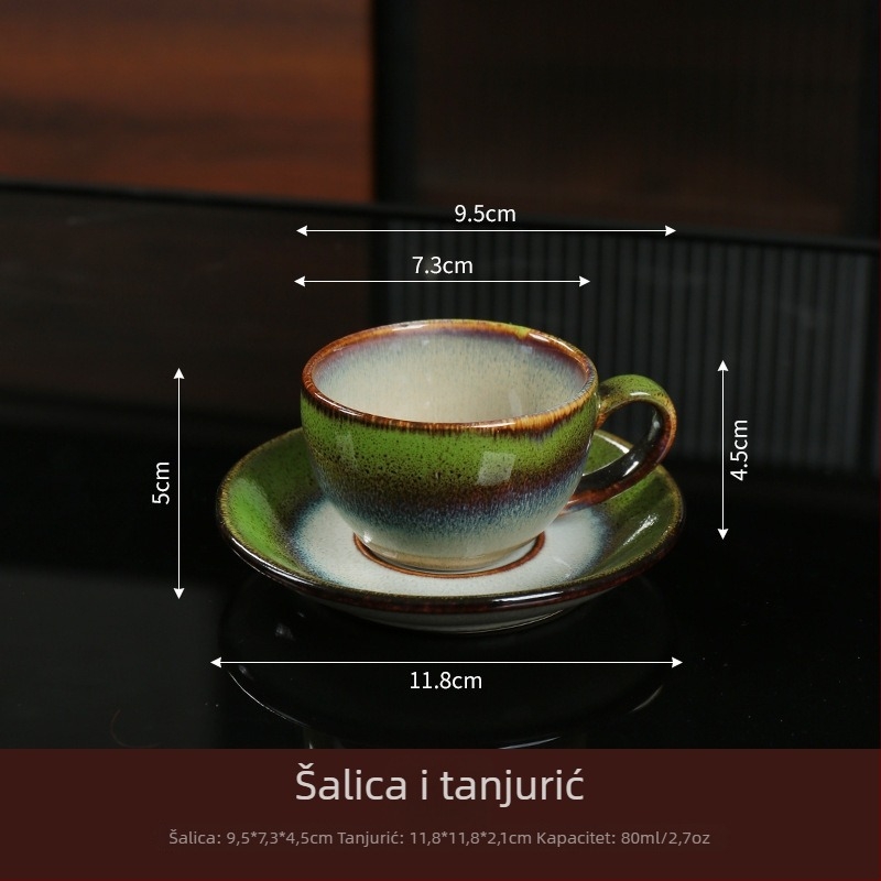 Keramički set šalice za kavu i podmetača, retro poslijepodnevni latte čaj, otporan na visoke temperature i pogodan za perilicu posuđa.