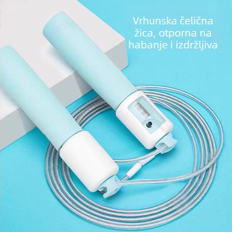 Švihadlo s brojačem i držačima od spužve, udobno, otporno na habanje, protuklizno, fitness oprema