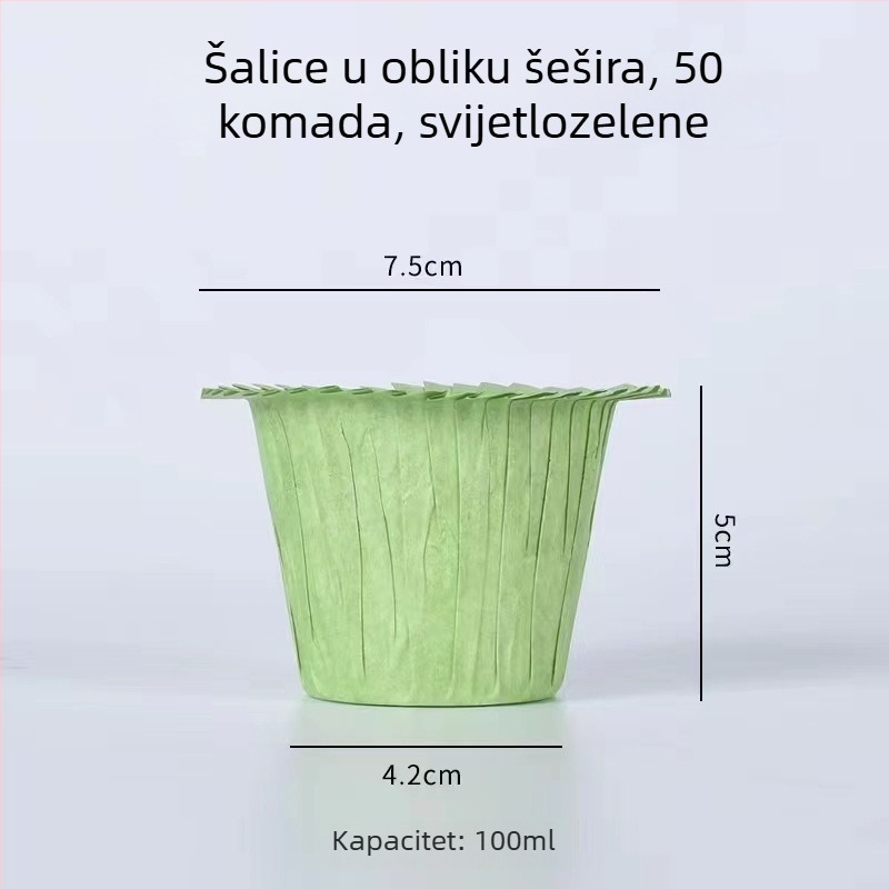 Muffin posude od papira otporne na masnoću s rubom u obliku šešira, kružni papirnati kalupi za pečenje kod kuće