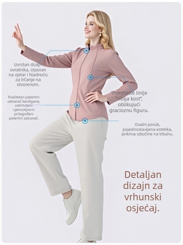 Zimska ženska jakna za jogu, Lulu stil, slim top od modala, dukserica sa slojem zraka