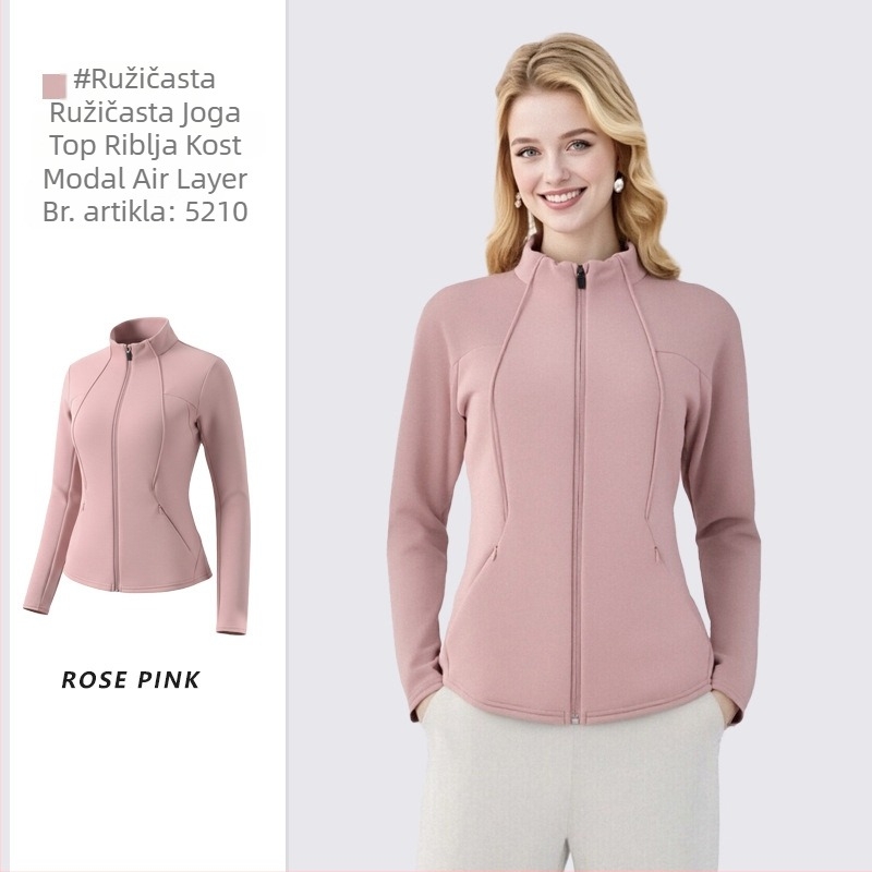 Zimska ženska jakna za jogu, Lulu stil, slim top od modala, dukserica sa slojem zraka