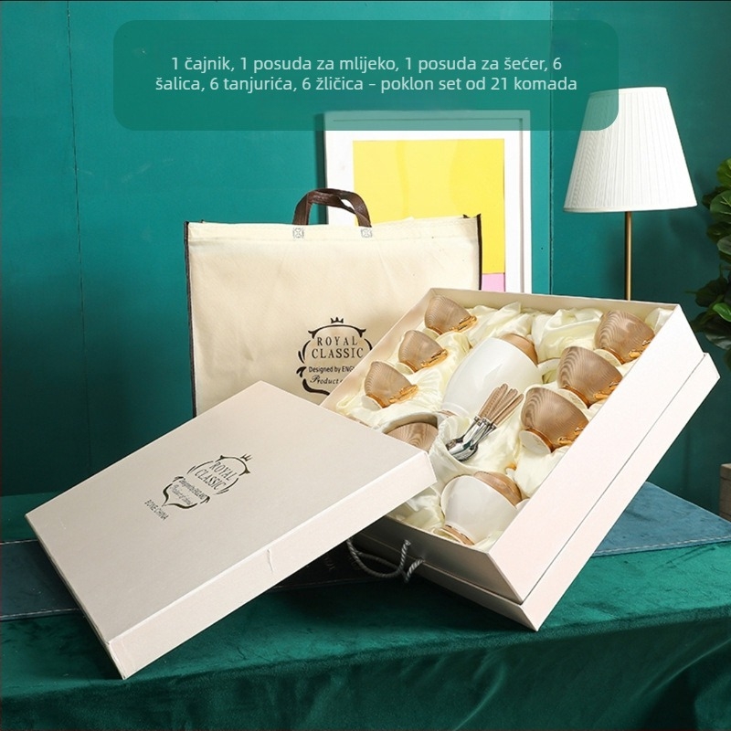 Europski stil: set šalice za kavu i podmetač od kostnog porculana, luksuzni popodnevni čaj s cvjetnim motivom