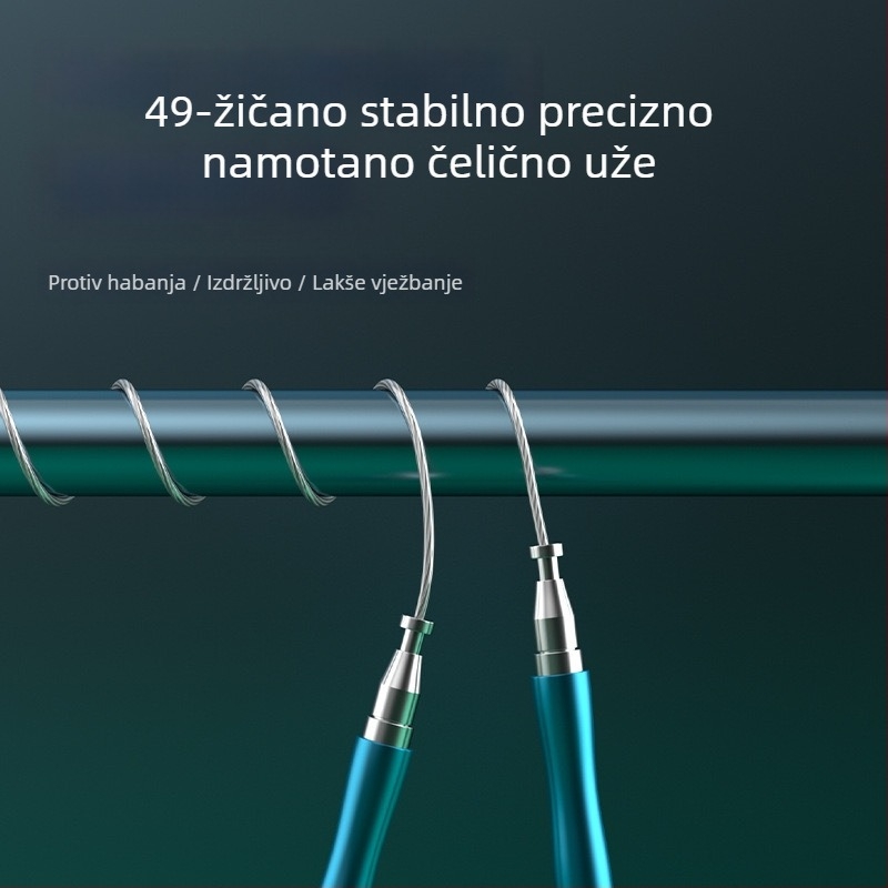 Prilagodljivo užad za preskakanje od čelične žice sa dvostrukim ležajevima, mehanizam automatskog zaključavanja, duljina 3 m, za fitness odraslih i sagorijevanje masnoće