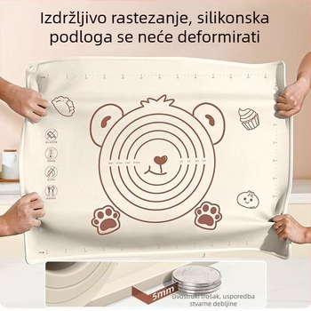 Velika silikonska podloga za mijesanje tijesta – protuklizna, kvalitete hrane, s mjernom ljestvicom
