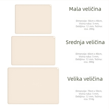 Silikonska podloga za mijesanje, hrana sigurna, velika, s mogućnošću prilagođenog logotipa, debela i podignuta, za kuhinju, pečenje i rad s tijestom.