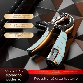 Uređaj za mjerenje snage stiska, 5–200 kg, trening snage ruke, fitness oprema, prilagodljivo za rehabilitaciju prstiju