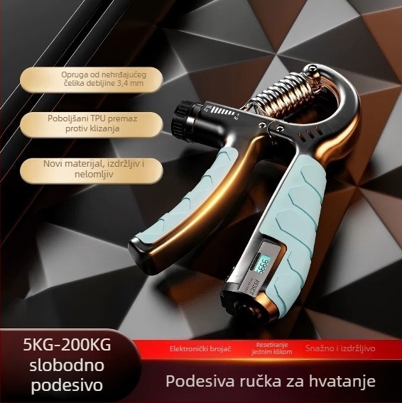 Uređaj za mjerenje snage stiska, 5–200 kg, trening snage ruke, fitness oprema, prilagodljivo za rehabilitaciju prstiju