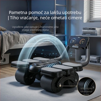 Abdominalni kotačić s automatskim povratkom za trening trbušnih mišića, četverokolni kotačić za trbušnjake, fitness oprema