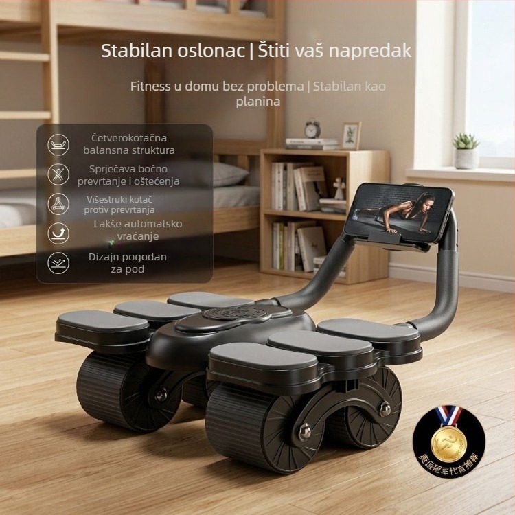 Abdominalni kotačić s automatskim povratkom za trening trbušnih mišića, četverokolni kotačić za trbušnjake, fitness oprema