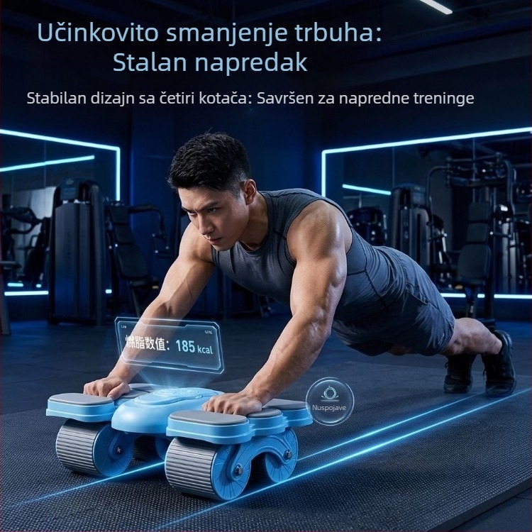 Abdominalni kotačić s automatskim povratkom za trening trbušnih mišića, četverokolni kotačić za trbušnjake, fitness oprema