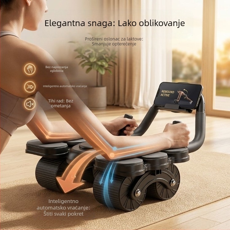 Abdominalni kotačić s automatskim povratkom za trening trbušnih mišića, četverokolni kotačić za trbušnjake, fitness oprema