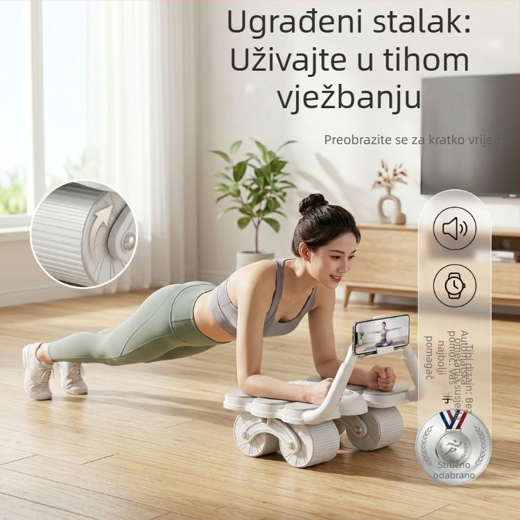 Abdominalni kotačić s automatskim povratkom za trening trbušnih mišića, četverokolni kotačić za trbušnjake, fitness oprema