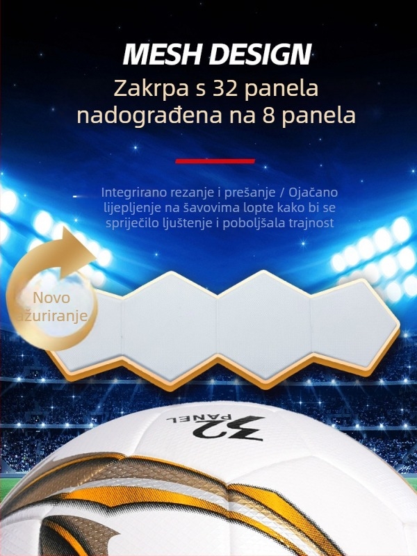 Jiewei nogometna lopta veličine 5, 8-panelna s ljepilom platnenom komorom, za mlade i odrasle, natjecateljska lopta, model 8703