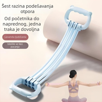 Šest-stupanjski prilagodljivi vučni uređaj u obliku osmerokuta za otvaranje ramena i proširenje prsnog koša, otporna traka za trening leđa, Pilates i joga