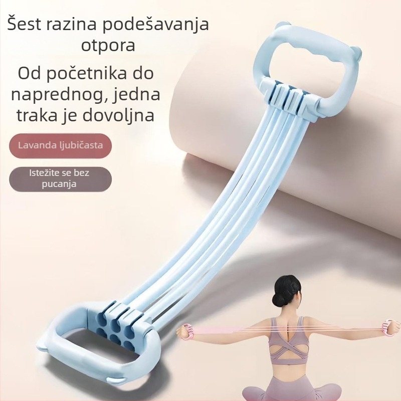 Šest-stupanjski prilagodljivi vučni uređaj u obliku osmerokuta za otvaranje ramena i proširenje prsnog koša, otporna traka za trening leđa, Pilates i joga