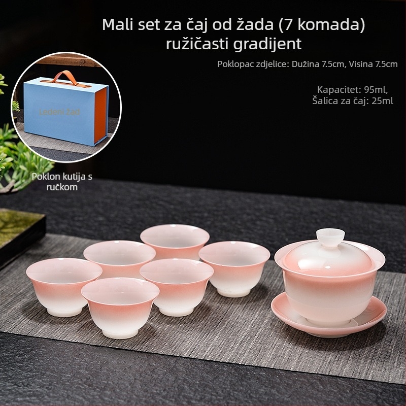 Kung fu set za čaj s gaiwanom i šalicama, keramički kućni set za pripremu čaja, šalice s gradijentnom bojom